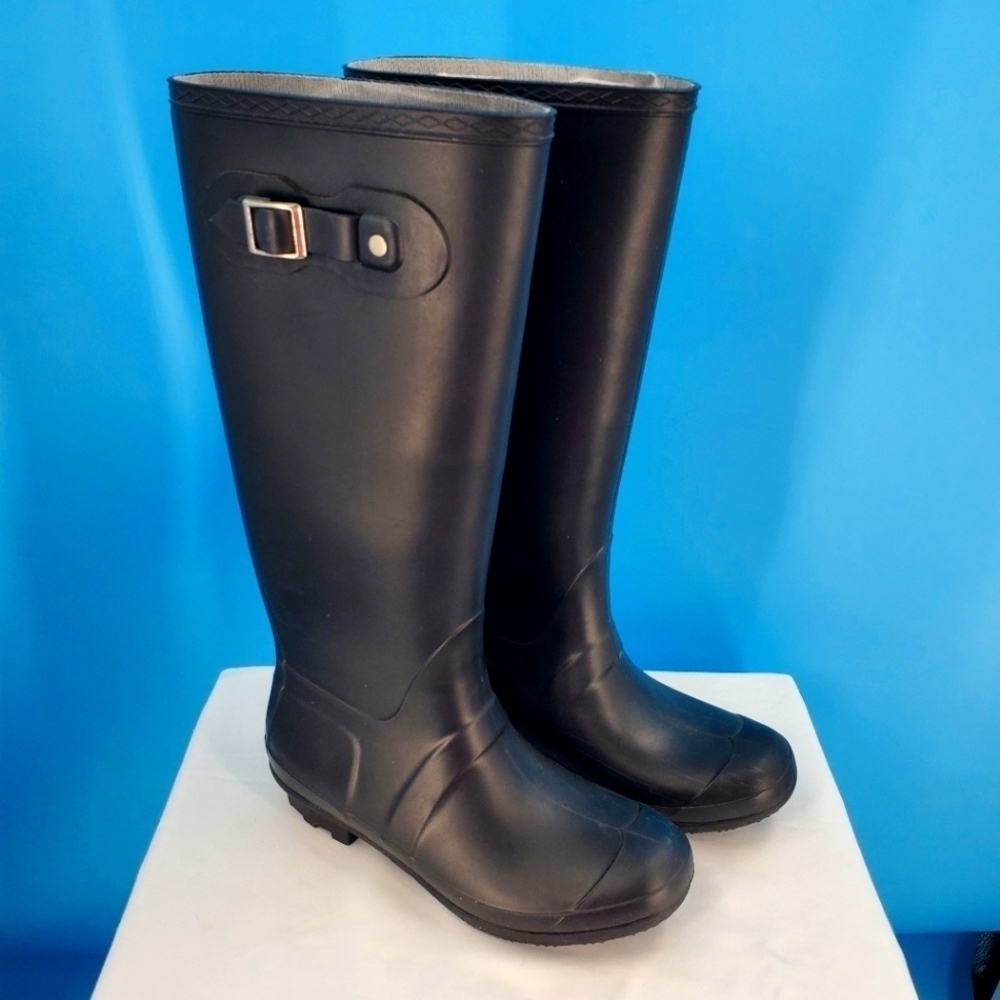 BAMBOO Black Knee-High Rain Boots